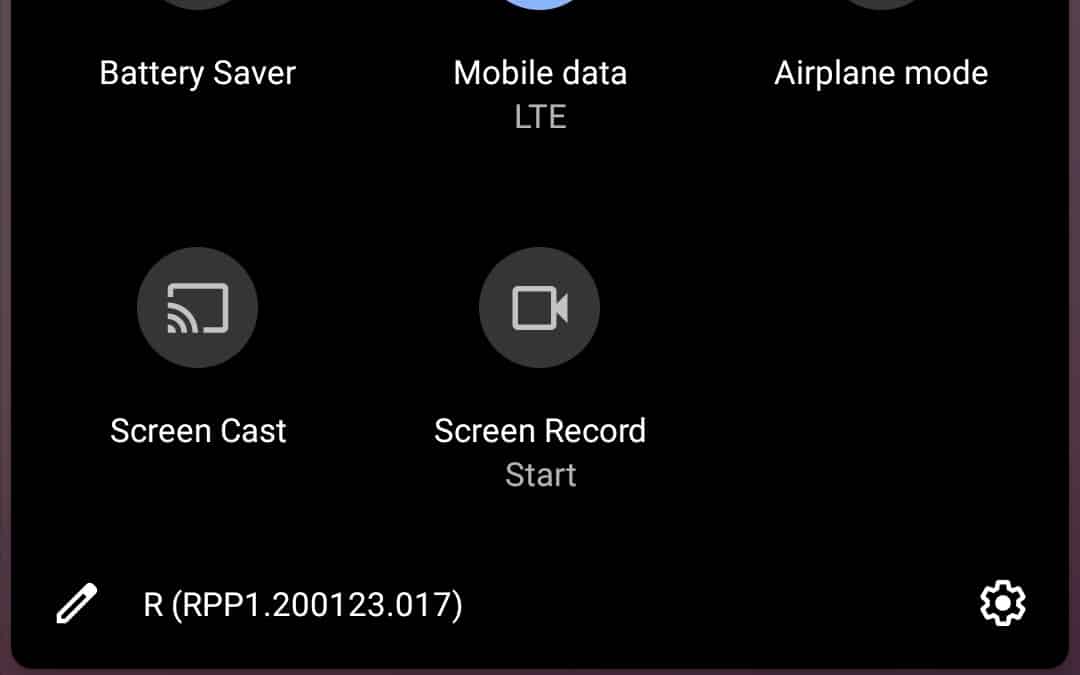 Tela do Android 11 com opção de gravação de tela
